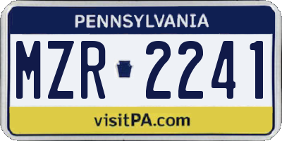 PA license plate MZR2241
