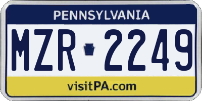 PA license plate MZR2249