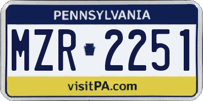 PA license plate MZR2251