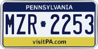 PA license plate MZR2253
