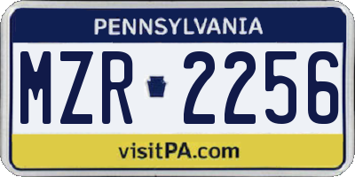 PA license plate MZR2256