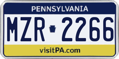 PA license plate MZR2266