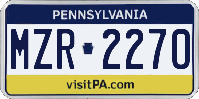 PA license plate MZR2270