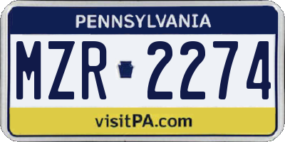 PA license plate MZR2274