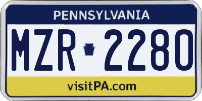 PA license plate MZR2280