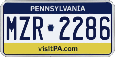 PA license plate MZR2286