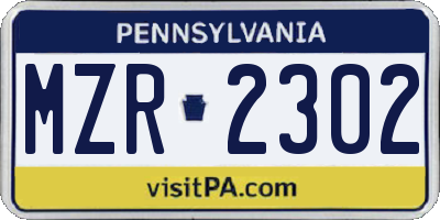 PA license plate MZR2302
