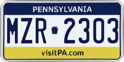 PA license plate MZR2303