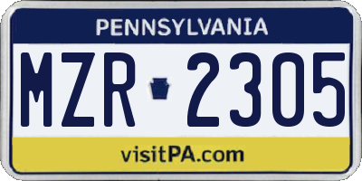 PA license plate MZR2305