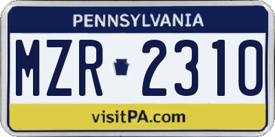 PA license plate MZR2310