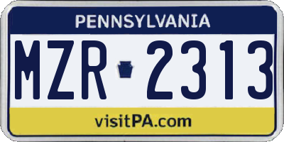 PA license plate MZR2313