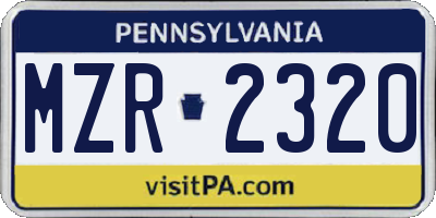 PA license plate MZR2320