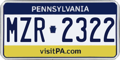 PA license plate MZR2322