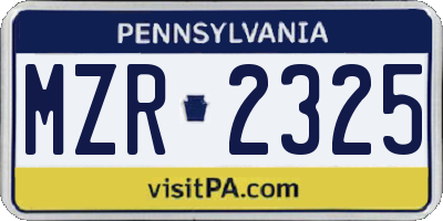 PA license plate MZR2325