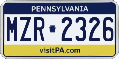 PA license plate MZR2326