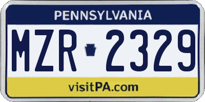 PA license plate MZR2329