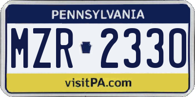 PA license plate MZR2330