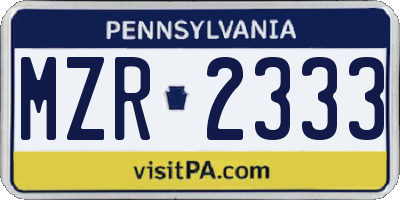 PA license plate MZR2333