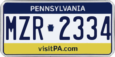 PA license plate MZR2334