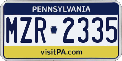 PA license plate MZR2335
