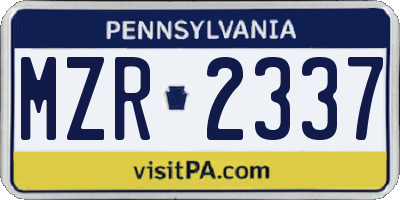 PA license plate MZR2337