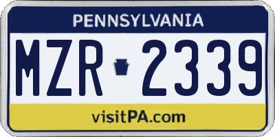 PA license plate MZR2339
