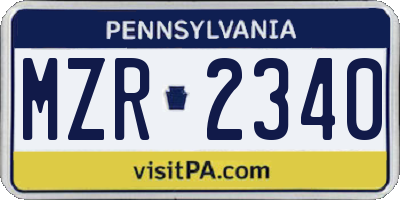 PA license plate MZR2340