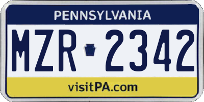 PA license plate MZR2342