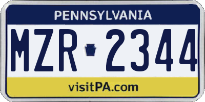 PA license plate MZR2344
