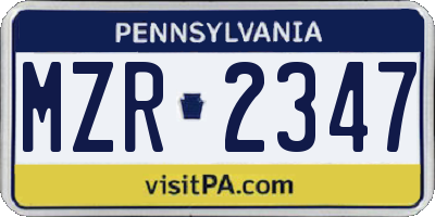 PA license plate MZR2347
