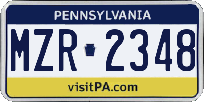 PA license plate MZR2348