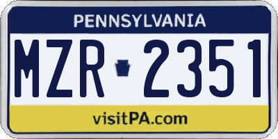 PA license plate MZR2351
