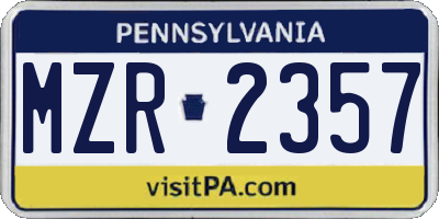 PA license plate MZR2357