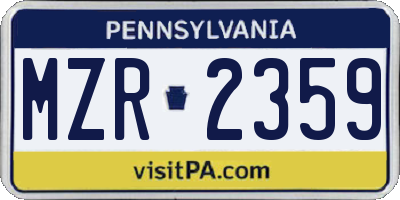 PA license plate MZR2359