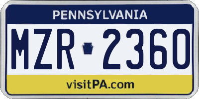 PA license plate MZR2360