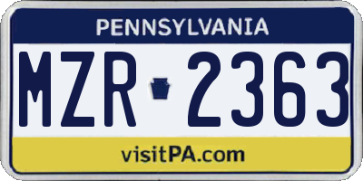 PA license plate MZR2363