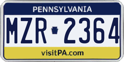 PA license plate MZR2364