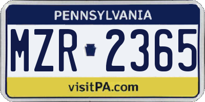 PA license plate MZR2365