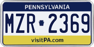 PA license plate MZR2369