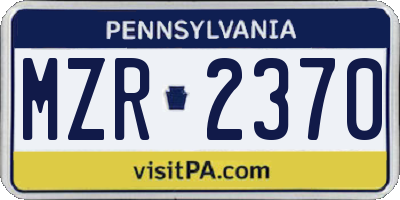 PA license plate MZR2370