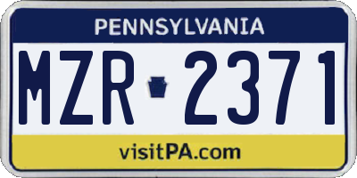 PA license plate MZR2371