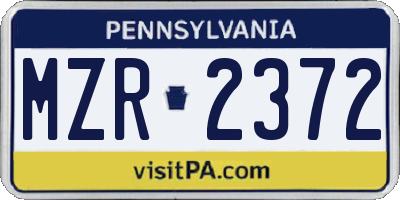 PA license plate MZR2372