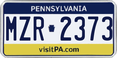 PA license plate MZR2373