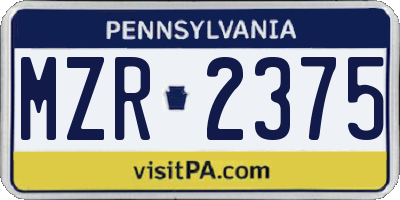 PA license plate MZR2375