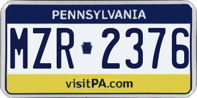 PA license plate MZR2376