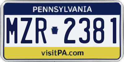 PA license plate MZR2381