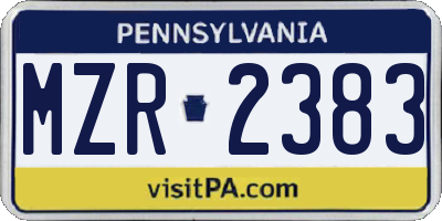 PA license plate MZR2383