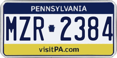 PA license plate MZR2384