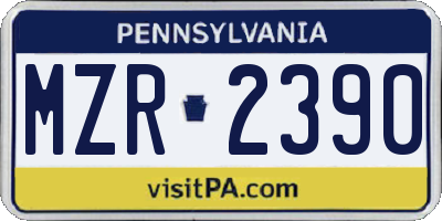PA license plate MZR2390
