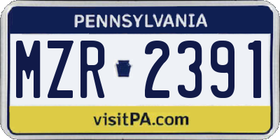 PA license plate MZR2391
